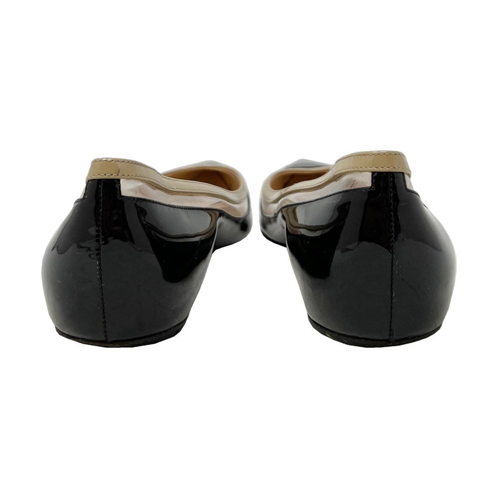 Christian Louboutin Shoes Paulina Black Tan Patent Leather PVC Pointed Toe Flats - Picture 6 of 9